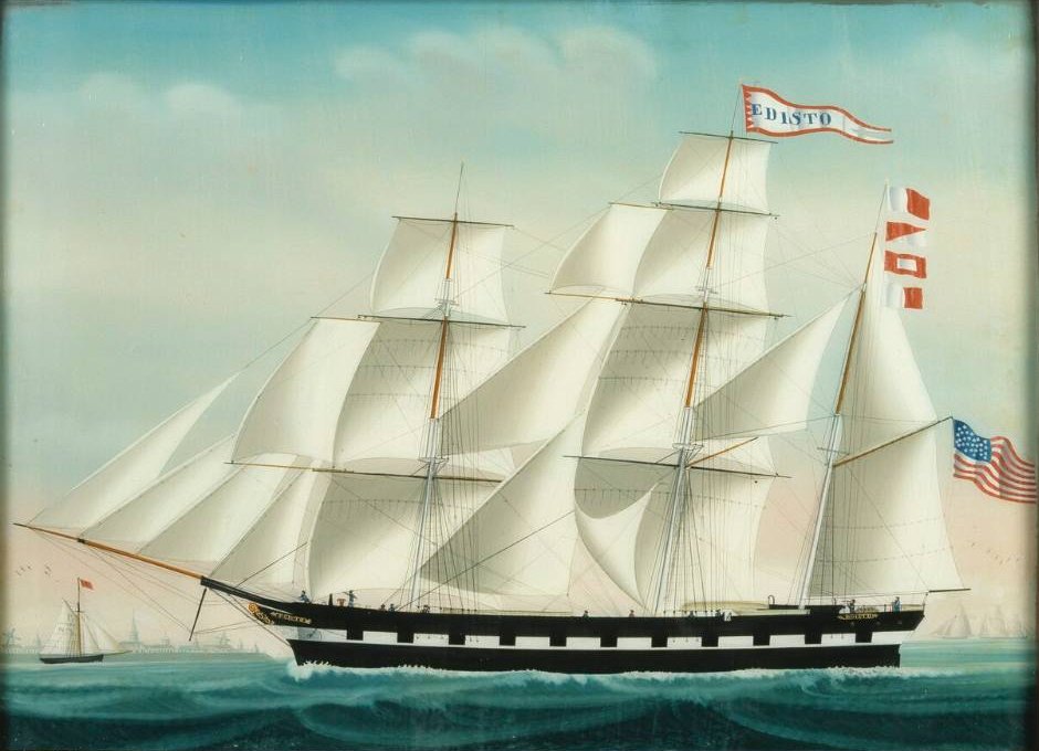 Painting of the barque Edisto of Charleston under sail, 1852
