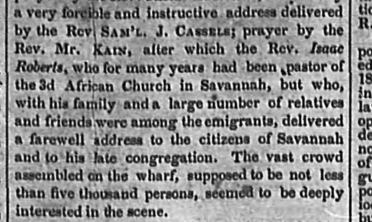 Agent's report describing Rev. Isaac Roberts and the crowd on the wharf