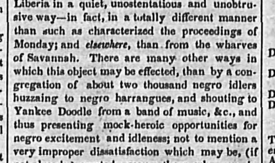 Letter from A Savannian describing the crowd and band